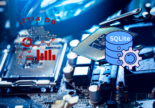 an image that shows ITTIA DB logo and SQLite logo with a background